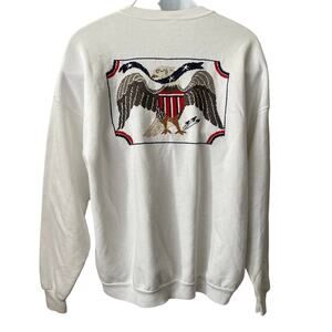 VINTAGE 70s Summer of 76 Patriotic Eagle Cross Stitch Customized Sweatshirt  XL